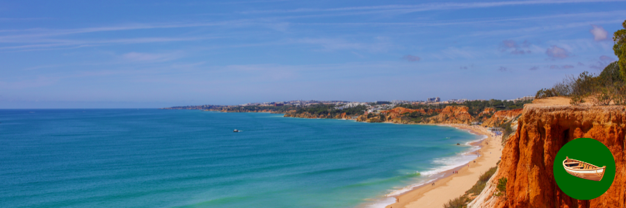 Landscape of Falésia Beach in Albufeira, Portugal