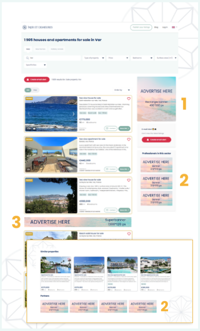 Discover our web banners to promote your brand on meretdemeures.com