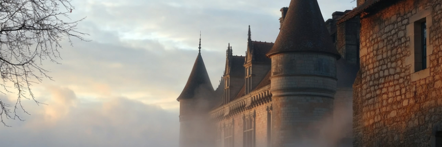 2 Haunted castle dense-fog-clinging-ancient-castle-turrets-barely-visible - freepik