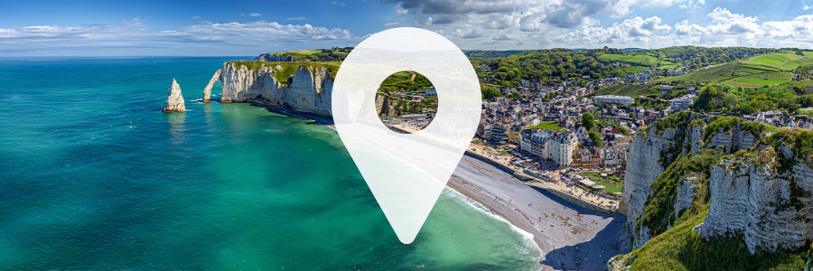 5 Aerial view of Etretat cliffs and town - Normandy - France - Freepik - Canva