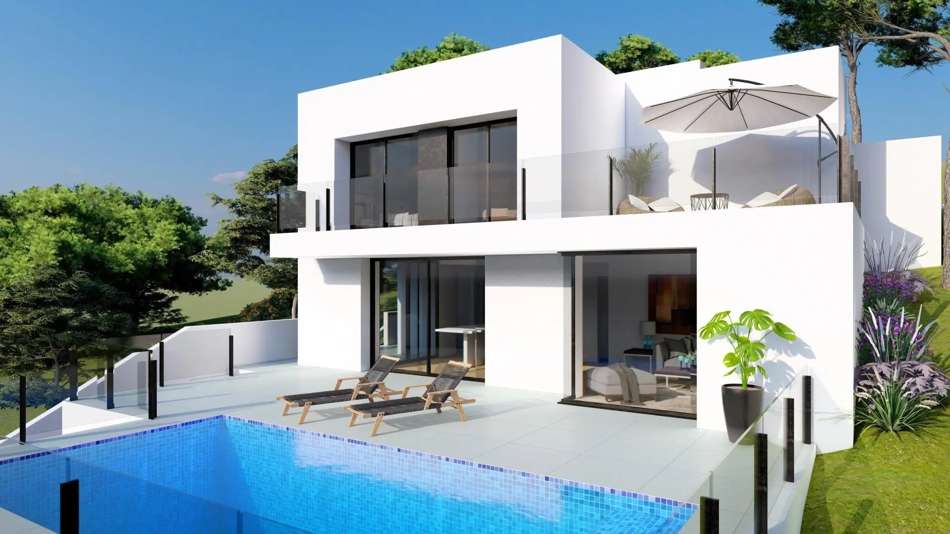 2 bedroom sea view house with swimming pool