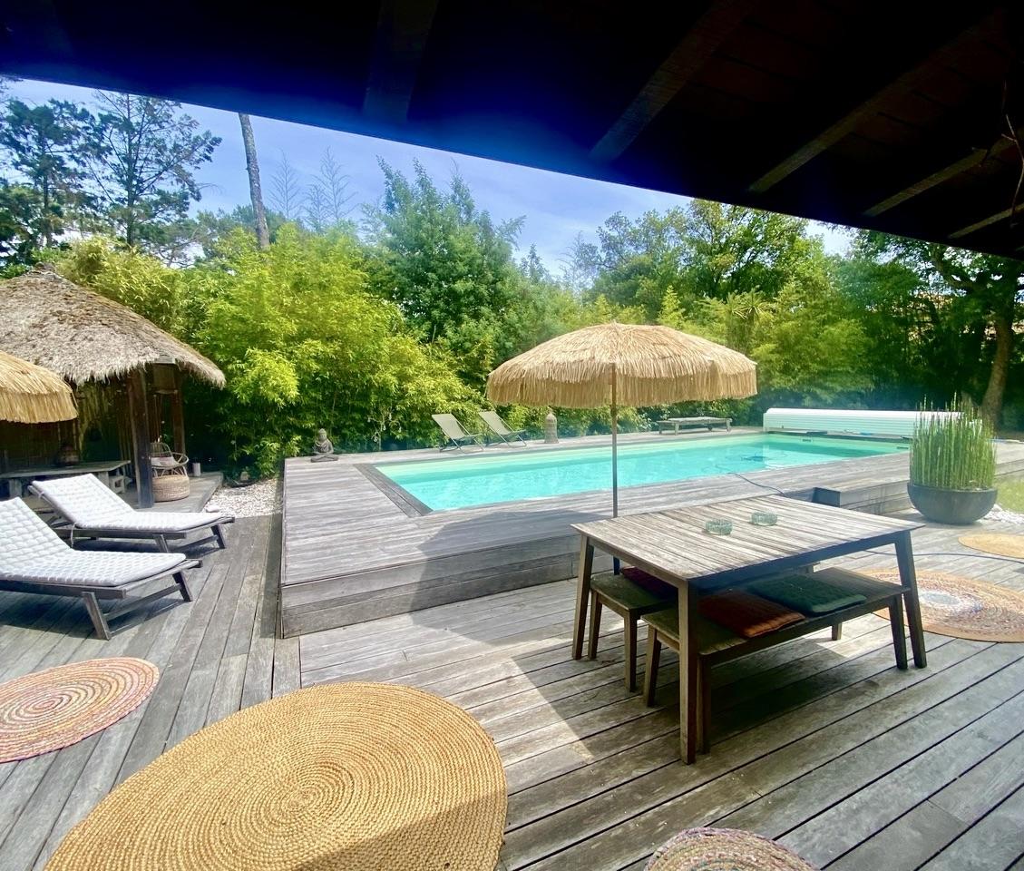 Maison plage à pied avec piscine