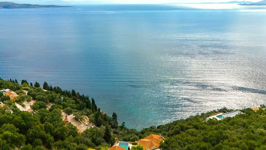 1 - vente terrain vue mer agní îles ioniennes grèce