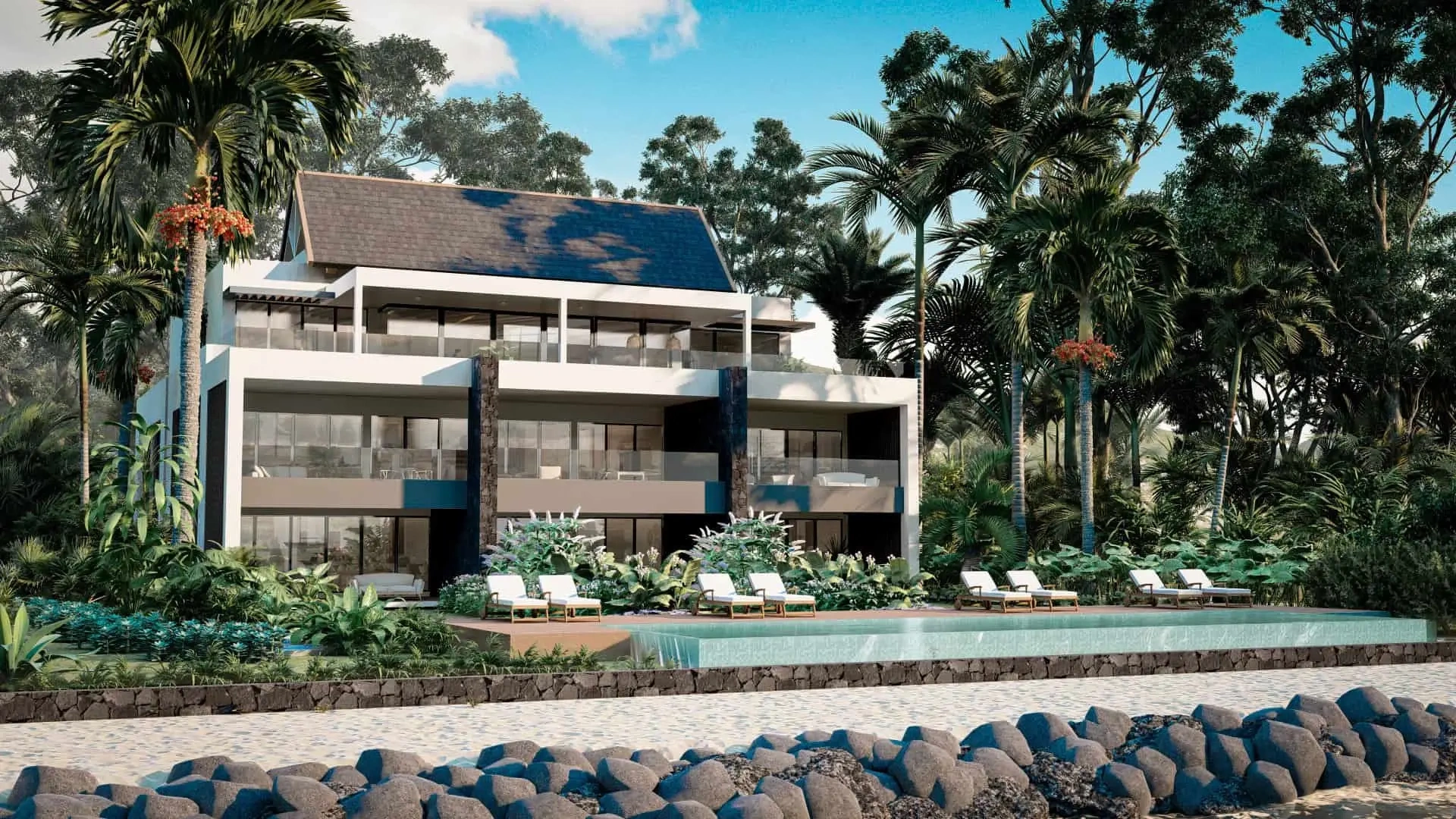 2 - vente appartement pieds dans l'eau trou aux biches pamplemousses île maurice