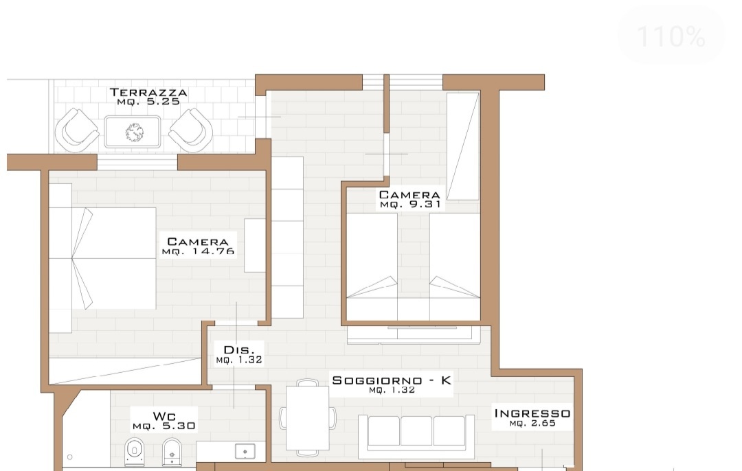Wohnung meerblick mit 2 Schlafzimmer