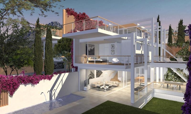 Casa vista al mar con piscina